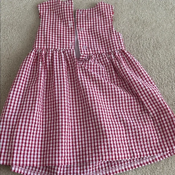 Girls 3T casual strawberry sundress Gigham seersucker - Picture 4 of 4